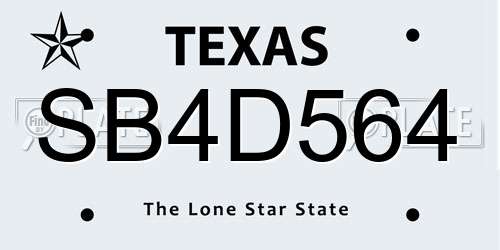 SB4D564 Texas License Plate