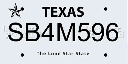 SB4M596 Texas License Plate