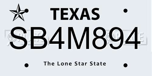 SB4M894 Texas License Plate