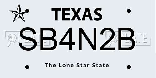 SB4N2B Texas License Plate