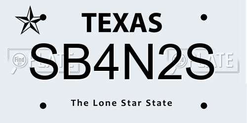 SB4N2S Texas License Plate