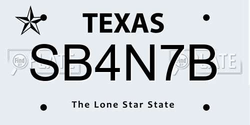SB4N7B Texas License Plate