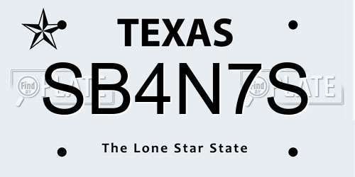 SB4N7S Texas License Plate