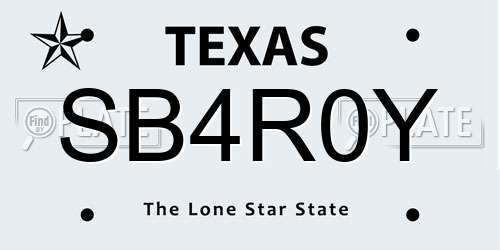 SB4R0Y Texas License Plate