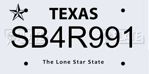 SB4R991 Texas License Plate