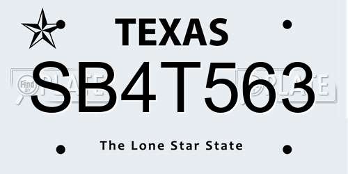 SB4T563 Texas License Plate
