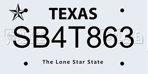SB4T863 Texas License Plate