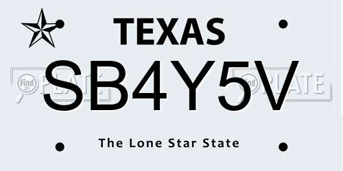 SB4Y5V Texas License Plate