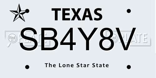 SB4Y8V Texas License Plate
