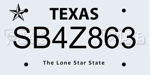 SB4Z863 Texas License Plate