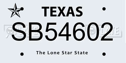 SB54602 Texas License Plate