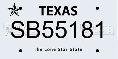 SB55181 Texas License Plate
