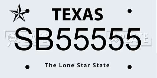 SB55555 Texas License Plate