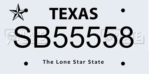 SB55558 Texas License Plate