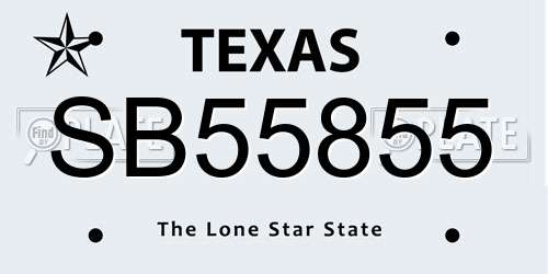 SB55855 Texas License Plate