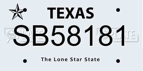 SB58181 Texas License Plate