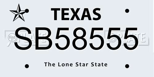 SB58555 Texas License Plate