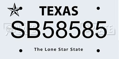 SB58585 Texas License Plate