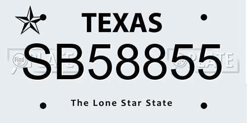 SB58855 Texas License Plate