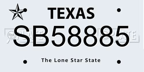 SB58885 Texas License Plate