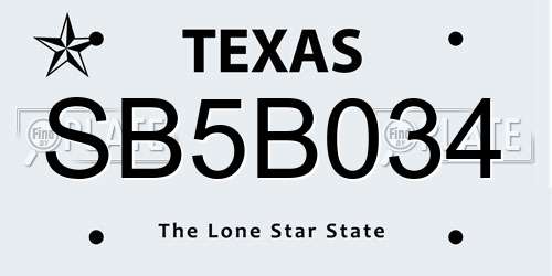 SB5B034 Texas License Plate