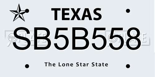 SB5B558 Texas License Plate