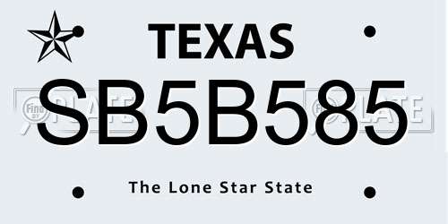 SB5B585 Texas License Plate