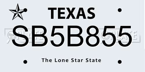 SB5B855 Texas License Plate
