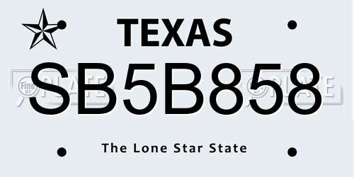 SB5B858 Texas License Plate