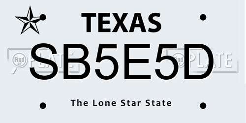 SB5E5D Texas License Plate