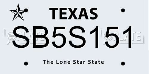 SB5S151 Texas License Plate