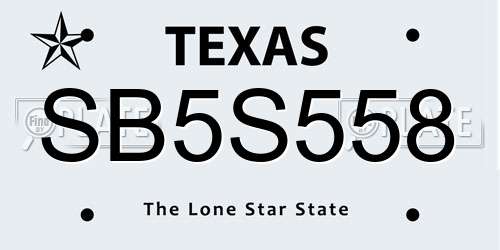 SB5S558 Texas License Plate
