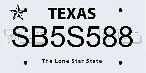 SB5S588 Texas License Plate