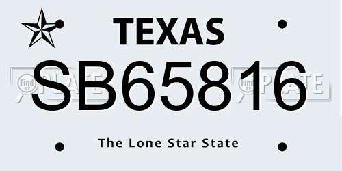 SB65816 Texas License Plate