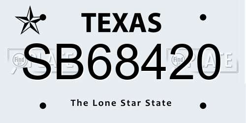 SB68420 Texas License Plate