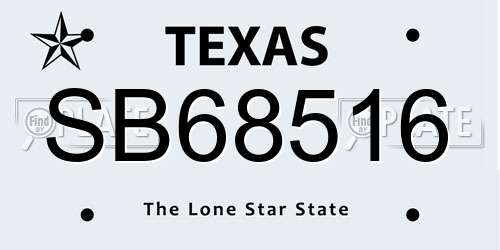 SB68516 Texas License Plate