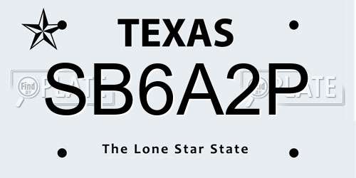 SB6A2P Texas License Plate