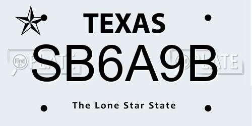SB6A9B Texas License Plate