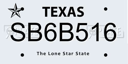 SB6B516 Texas License Plate