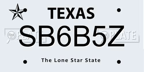 SB6B5Z Texas License Plate