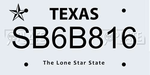 SB6B816 Texas License Plate