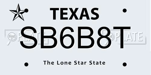 SB6B8T Texas License Plate