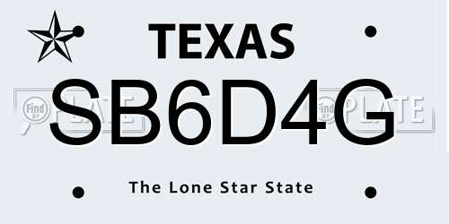 SB6D4G Texas License Plate