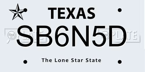 SB6N5D Texas License Plate