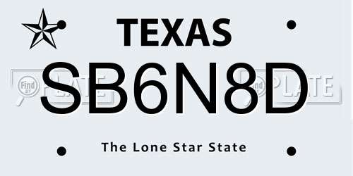 SB6N8D Texas License Plate