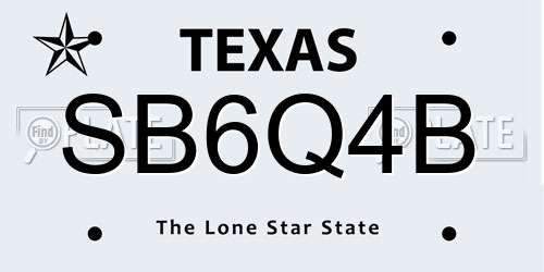 SB6Q4B Texas License Plate