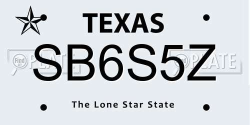 SB6S5Z Texas License Plate