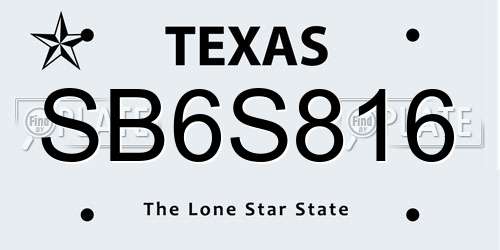 SB6S816 Texas License Plate