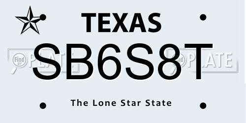SB6S8T Texas License Plate