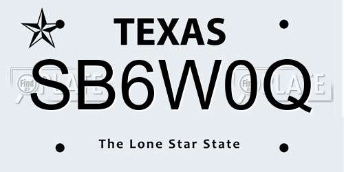 SB6W0Q Texas License Plate